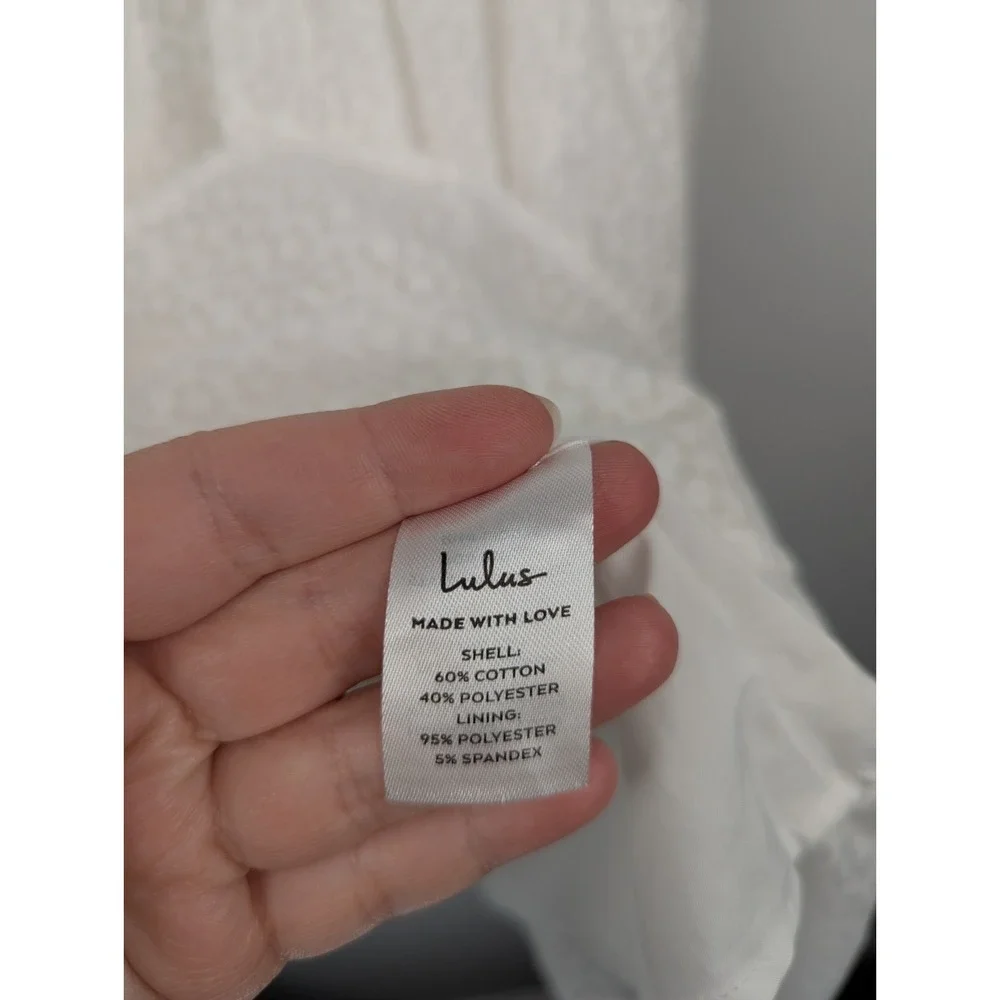 Lulus Tiers To Me White Puff Sleeve Tiered Dress Mini Skater M Off‎ The Shoulder - Picture 8 of 13